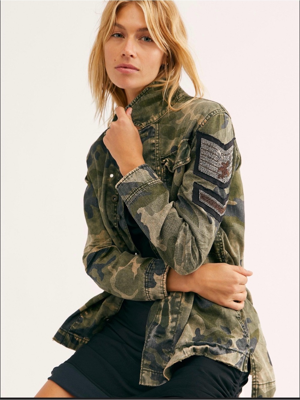 Free People Embellished Military Jacket